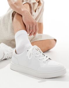 Белые кроссовки смешанной текстуры River Island