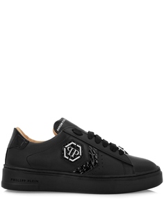 Philipp Plein кроссовки с нашивкой-логотипом, черный
