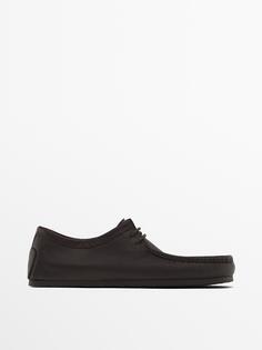 Мягкие промасленные туфли с мок-носком Massimo Dutti, коричневый