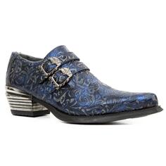 Кожаные туфли с пряжкой New Rock Vintage-7960-S7 New Rock, синий