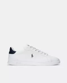 Мужские низкие кожаные кроссовки Heritage Court II с логотипом и резиновой подошвой Polo Ralph Lauren, белый