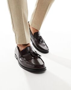 Лоферы ASOS DESIGN из полированной бордовой кожи с бахромой