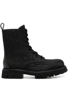 Moschino ботинки с вышитым логотипом, черный