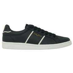 Мужские кожаные кроссовки с тисненым логотипом Fred Perry, черный