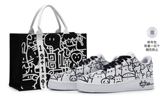 Кроссовки Nike Air Force 1 Skateboard Shoes Men Low-Top Black White, черный/белый