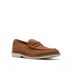 Мокасины Clarks "Atticus LTSlip", тапочки, пенни-лоферы, кроссовки без шнуровки, цвет Cola Suede