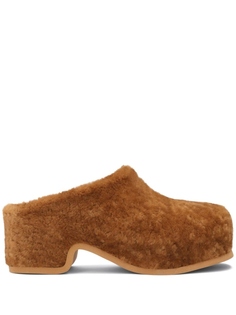 DRIES VAN NOTEN клоги с искусственным мехом, коричневый
