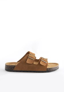 Туфли-мюли на плоской подошве DOUBLE STRAP SANDALS Next, цвет tan brown