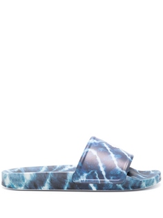 Marcelo Burlon County of Milan шлепанцы AOP Soundwaves с тисненым логотипом, синий