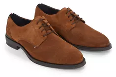 Туфли на шнуровке Tommy Hilfiger "CORE HILFIGER TEXTURED SDE SHOE", для элегантного внешнего вида, повседневная обувь, полуботинки, туфли на шнуровке, коричневый