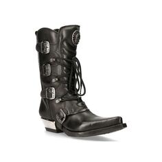 Кожаные ковбойские сапоги с пряжкой New Rock — M-7993-S1 New Rock, черный