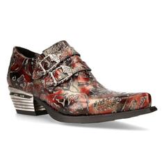 Туфли New Rock с тиснением/красные кожаные с пряжками-7960-S5 New Rock, черный
