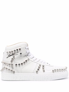 Philipp Plein высокие кроссовки с кристаллами, белый