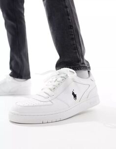 Белые кроссовки Polo Ralph Lauren Court с черным логотипом