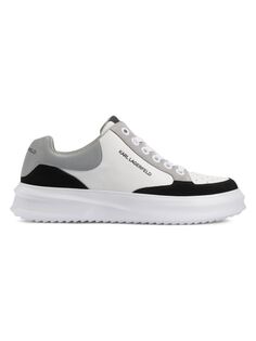 Кроссовки из кожи и замши с цветными блоками Karl Lagerfeld Paris, цвет Off White Black
