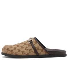 Туфли броги Gucci Rhain Gg Monogram Clog, бежевый