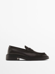 Кожаные пенни-лоферы Massimo Dutti, коричневый