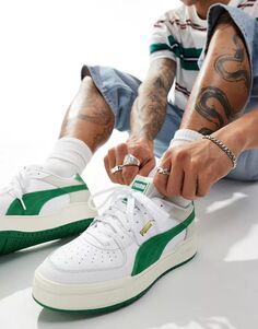 Бело-зеленые замшевые кроссовки PUMA CA Pro
