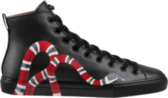 Кроссовки Gucci Leather High Top Snake, черный