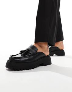 Черные массивные лоферы-мюли с кисточками ASOS DESIGN