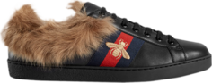 Кроссовки Gucci Ace Wool Embroidered Bee - Black, черный