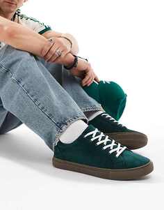 Зеленые кроссовки на шнуровке ASOS DESIGN из искусственной замши