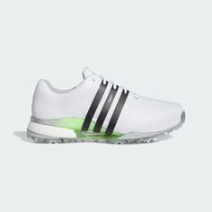 Туфли для гольфа Tour360 24 широкие Adidas, цвет Cloud White/Core Black/Green Spark