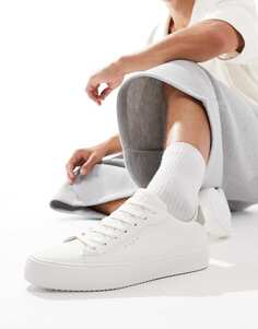 Белые кроссовки Pull&Bear со шнуровкой и каблуком