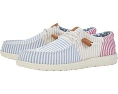 Кроссовки Hey Dude Wally Tri Seersucker, цвет Blue/Red