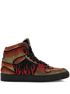 Philipp Plein высокие кроссовки с кристаллами, черный