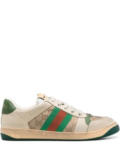 Кроссовки Gucci Screener Lace-up, серый/красный/зеленый
