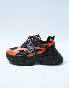 Кроссовки ASOS DESIGN с оранжевыми вставками и массивной черной подошвой