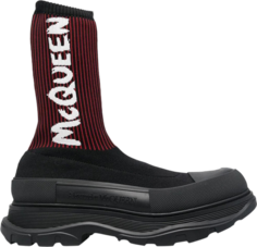 Кроссовки Alexander McQueen Knit Tread Slick Boot Graffiti - Black Red, черный