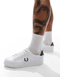 Fred Perry – B721 – Кожаные спортивные туфли белого и зеленого цвета