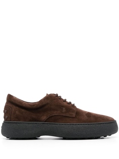 Tods туфли дерби с вышитым логотипом, коричневый Tod’S