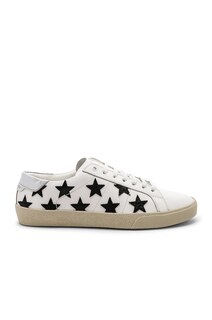 Кроссовки Saint Laurent Leather SL/06 Low-Top Stars, цвет Optic White & Black & Silver