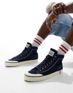 Высокие джинсовые кроссовки Levis LS2 синего цвета с красной биркой-логотипом