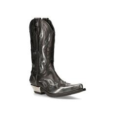 Кожаные ковбойские сапоги New Rock Flame с акцентом – M-7921-S3 New Rock, черный