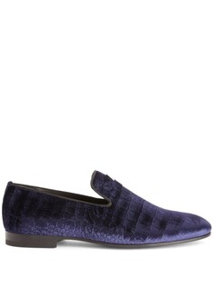 Лоферы G-Flash с тиснением под крокодила Giuseppe Zanotti, синий