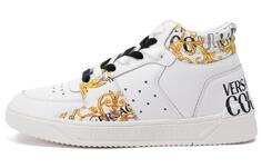 Кроссовки VERSACE JEANS Skateboarding Shoes Men Mid-top White, белый/золотой