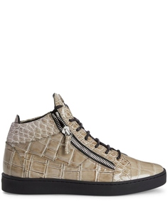 Giuseppe Zanotti Frankie crocodile-embossed effect sneakers, нейтральный цвет