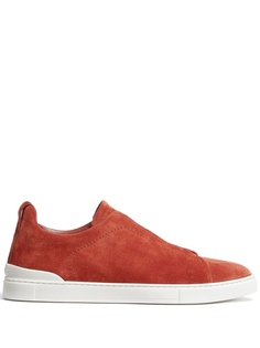Zegna suede low-top sneakers, коричневый