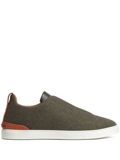 Zegna Triple Stitch slip-on sneakers, зеленый