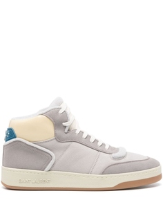 Saint Laurent SL/80 leather lace-up sneakers, серый