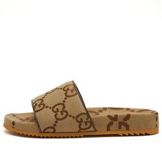 Сандалии Gucci Sideline Jumbo Gg Jacquard Slide, кэмел