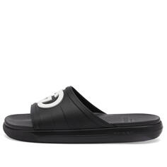 Сандалии Gucci Interlocking Logo Pursuit Slide, цвет Black & White