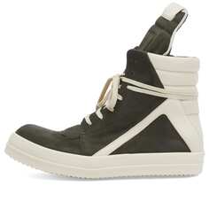 Кроссовки Rick Owens Nubuck Geobasket Sneakers, цвет Forest & Milk