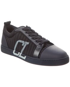 Christian Louboutin Louis Junior Varsimax Кроссовки с кожаной отделкой, синий