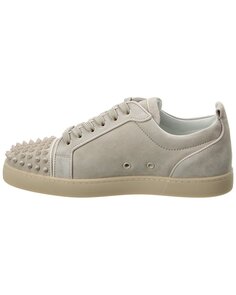 Christian Louboutin Louis Junior Spikes Замшевые кроссовки, белый