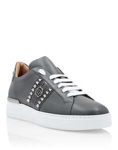 Кожаные кроссовки Signature Lo-Top Philipp Plein, цвет Light Grey